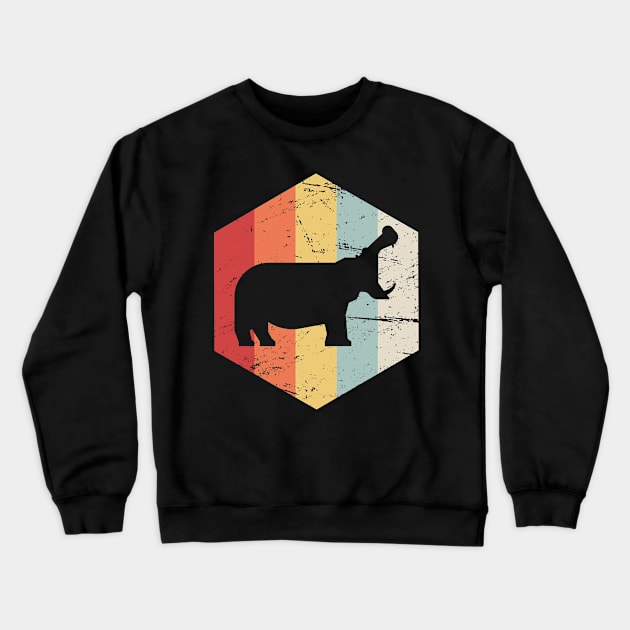 Retro 70s Hippo Crewneck Sweatshirt by Wizardmode